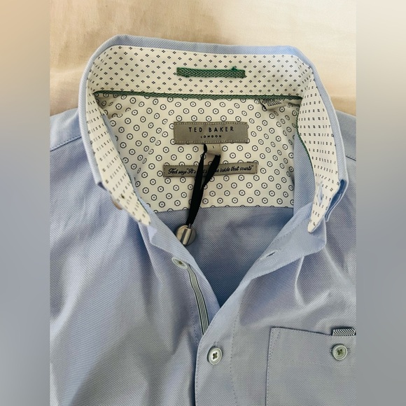 Ted Baker NWT Mens Yesso Oxford Shirt Short Sleeve in Blue size 1 / XS - Picture 3 of 7